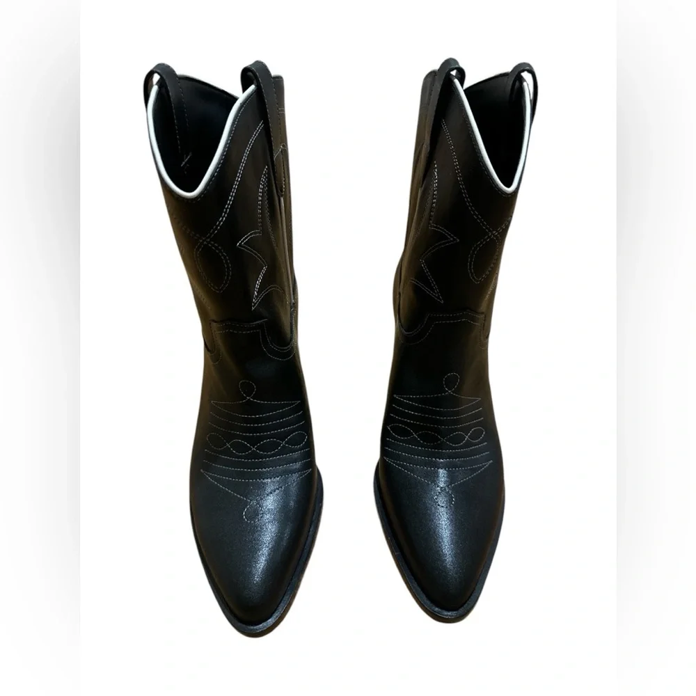 Coach Pamela Black Boots Bootie Western Cowboy Size 8.5 never worn concert - Picture 3 of 6